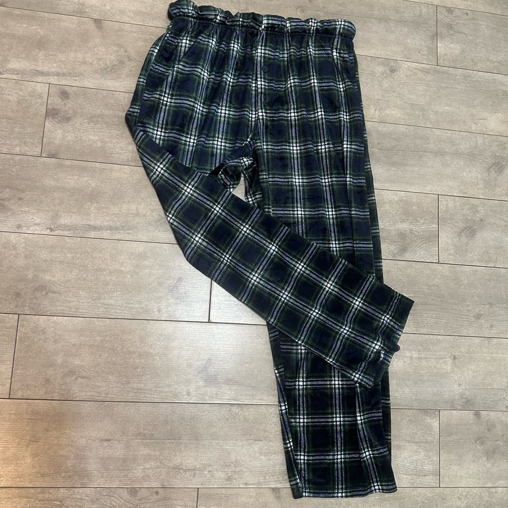Preswick & Moore Premium Men’s Plaid Pajamas Silky Fleece XL Navy Green - Picture 9 of 16
